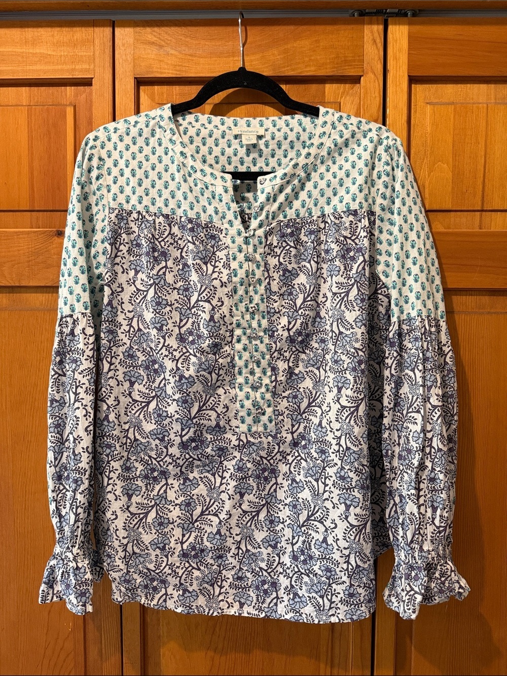 Sundance Explorer Blue Cotton Bohemian Printed Top